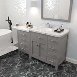 Virtu USA Caroline Parkway 57" Single Bath Vanity with Cultured Marble White Quartz Top and Round Sink with Matching Mirror