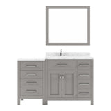 Virtu USA Caroline Parkway 57" Single Bath Vanity with Cultured Marble White Quartz Top and Round Sink with Matching Mirror - Luxe Bathroom Vanities