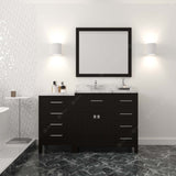 Virtu USA Caroline Parkway 57" Single Bath Vanity with Cultured Marble White Quartz Top and Round Sink with Matching Mirror