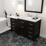 Virtu USA Caroline Parkway 57" Single Bath Vanity with Cultured Marble White Quartz Top and Round Sink with Matching Mirror