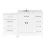 Virtu USA Caroline Parkway 57" Single Bath Vanity with Cultured Marble White Quartz Top and Round Sink with Matching Mirror