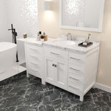 Virtu USA Caroline Parkway 57" Single Bath Vanity with Cultured Marble White Quartz Top and Round Sink with Matching Mirror