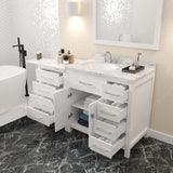 Virtu USA Caroline Parkway 57" Single Bath Vanity with Cultured Marble White Quartz Top and Round Sink with Matching Mirror