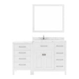 Virtu USA Caroline Parkway 57" Single Bath Vanity with Cultured Marble White Quartz Top and Round Sink with Polished Chrome Faucet with Matching Mirror - Luxe Bathroom Vanities