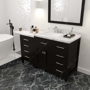 Virtu USA Caroline Parkway 57" Single Bath Vanity with Cultured Marble White Quartz Top and Square Sink with Matching Mirror