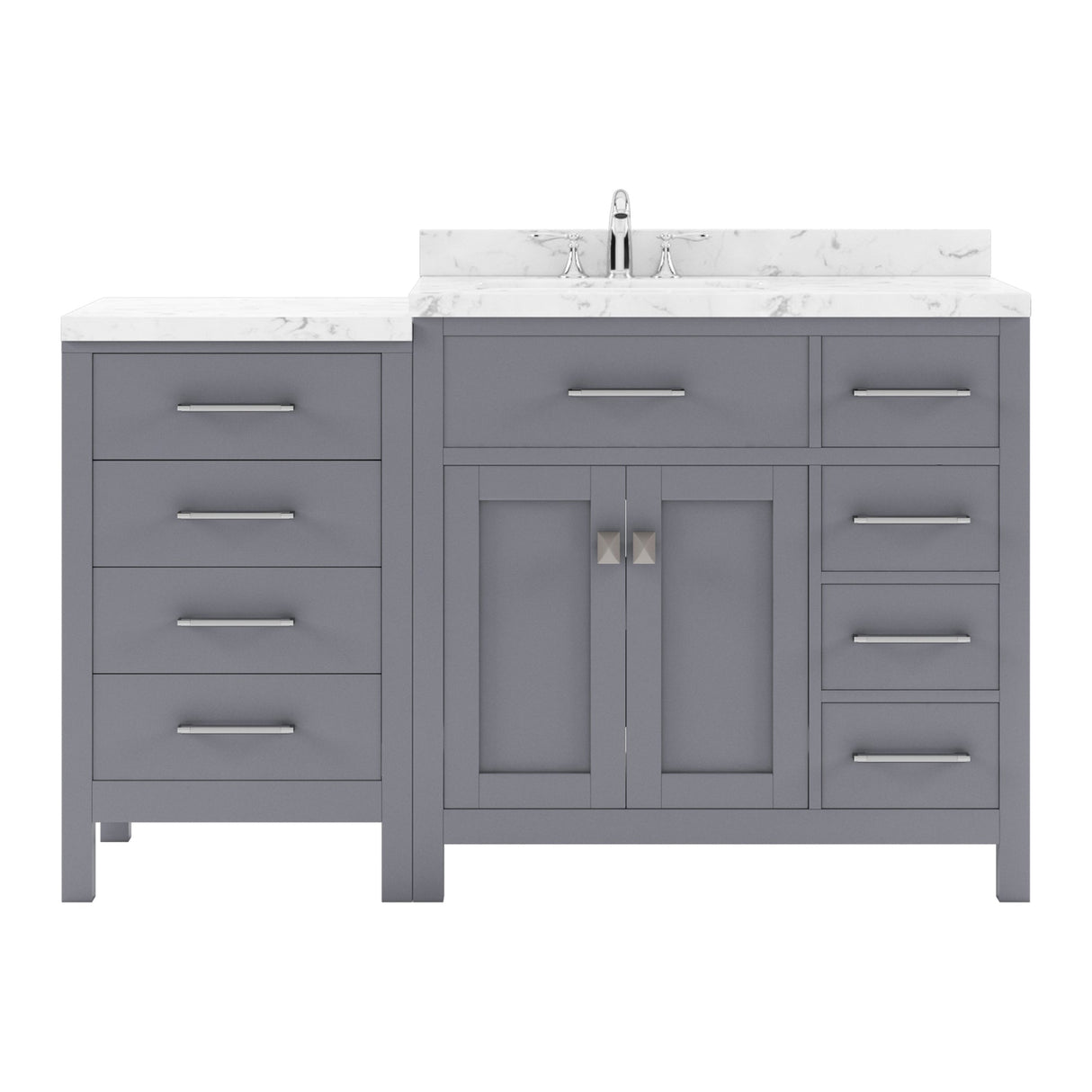 Virtu USA Caroline Parkway 57" Single Bath Vanity with Cultured Marble White Quartz Top and Square Sink - Luxe Bathroom Vanities