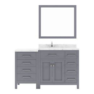Virtu USA Caroline Parkway 57" Single Bath Vanity with Cultured Marble White Quartz Top and Square Sink with Matching Mirror - Luxe Bathroom Vanities