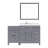 Virtu USA Caroline Parkway 57" Single Bath Vanity with Cultured Marble White Quartz Top and Square Sink with Polished Chrome Faucet with Matching Mirror - Luxe Bathroom Vanities