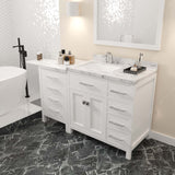 Virtu USA Caroline Parkway 57" Single Bath Vanity with Cultured Marble White Quartz Top and Square Sink with Polished Chrome Faucet with Matching Mirror