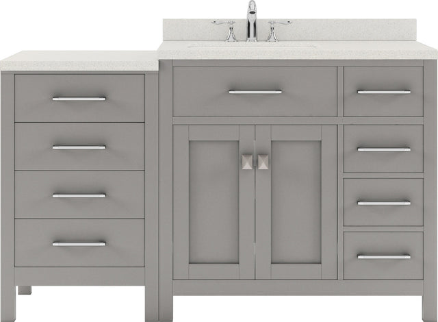 Virtu USA Caroline Parkway 57" Single Bath Vanity with Dazzle Quartz Top and Round Sink - Luxe Bathroom Vanities