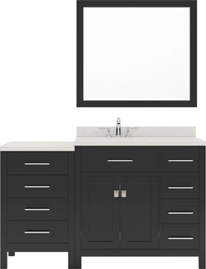 Virtu USA Caroline Parkway 57" Single Bath Vanity with Dazzle White White Quartz Top and Round Sink with Matching Mirror - Luxe Bathroom Vanities
