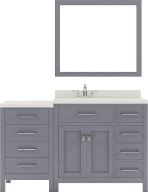 Virtu USA Caroline Parkway 57" Single Bath Vanity with Dazzle White White Quartz Top and Round Sink with Matching Mirror - Luxe Bathroom Vanities