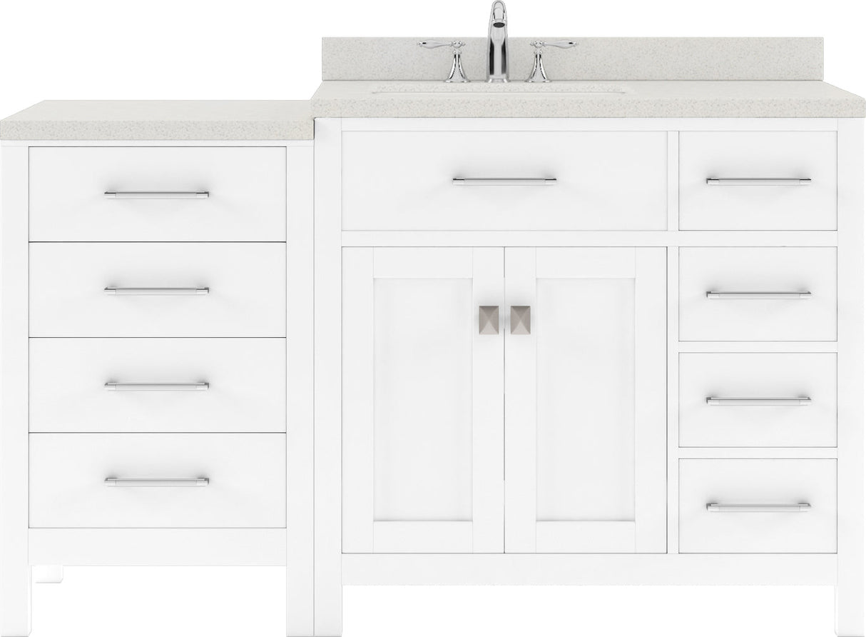 Virtu USA Caroline Parkway 57" Single Bath Vanity with Dazzle Quartz Top and Round Sink - Luxe Bathroom Vanities