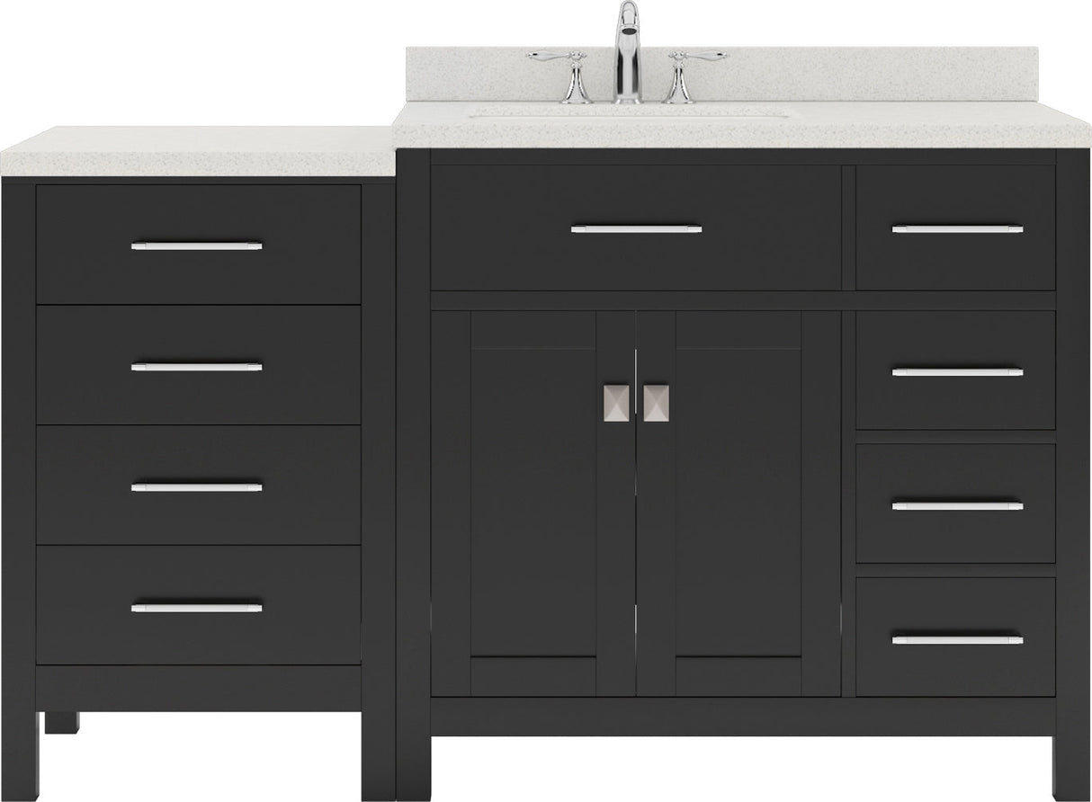 Virtu USA Caroline Parkway 57" Single Bath Vanity with Dazzle Quartz Top and Square Sink - Luxe Bathroom Vanities