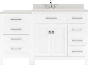 Virtu USA Caroline Parkway 57" Single Bath Vanity with Dazzle White Quartz Top and Square Sink with Brushed Nickel Faucet with Matching Mirror