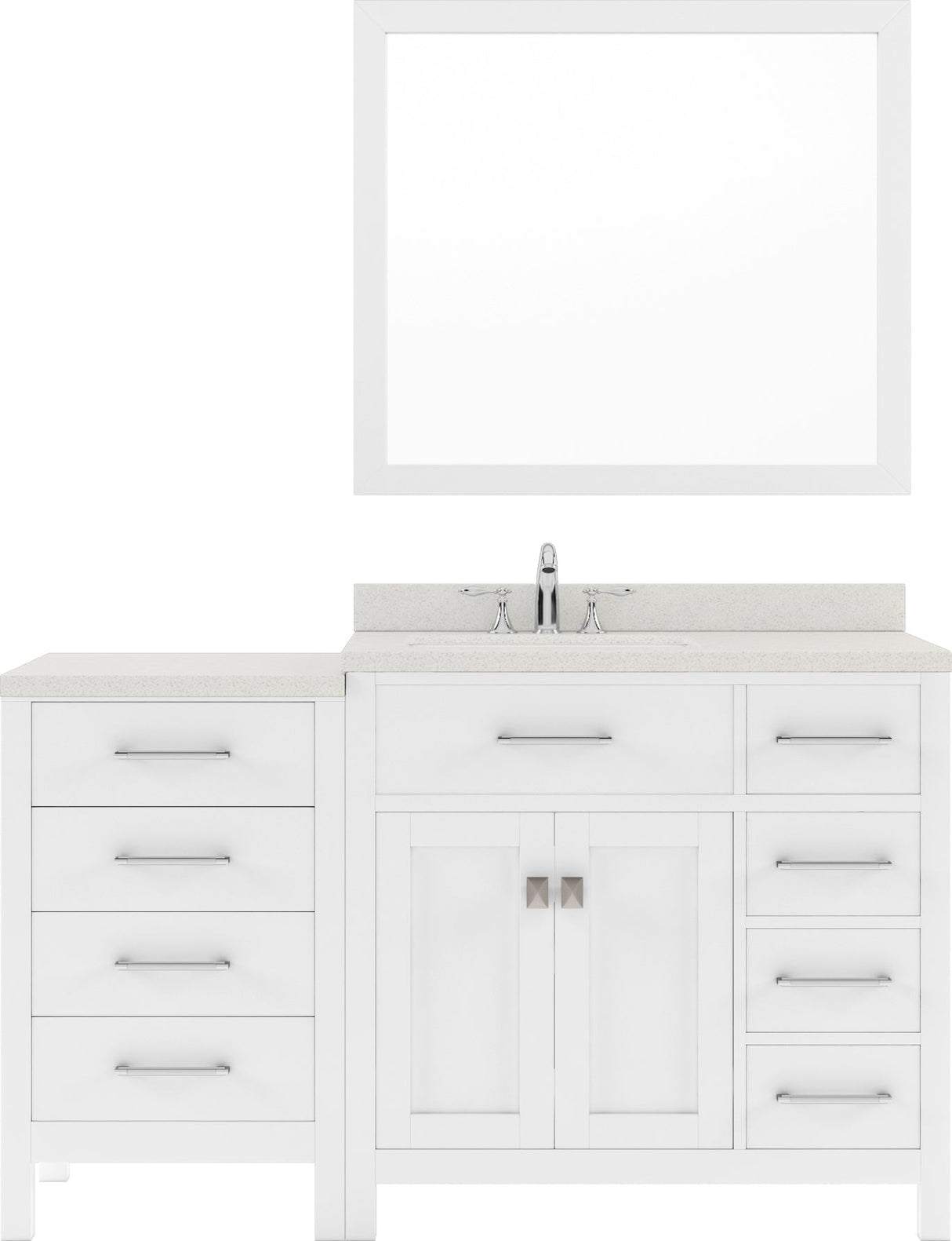 Virtu USA Caroline Parkway 57" Single Bath Vanity with Dazzle White Quartz Top and Square Sink with Matching Mirror - Luxe Bathroom Vanities