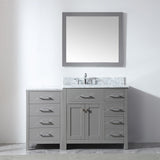 Virtu USA Caroline Parkway 57" Single Bath Vanity with Italian White Marble Top and Round Sink with Brushed Nickel Faucet with Matching Mirror