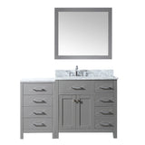 Virtu USA Caroline Parkway 57" Single Bath Vanity in Cashmere Grey with Marble Top and Round Sink with Brushed Nickel Faucet and Mirror - Luxe Bathroom Vanities Luxury Bathroom Fixtures Bathroom Furniture