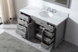 Virtu USA Caroline Parkway 57" Single Bath Vanity with Italian White Marble Top and Round Sink with Matching Mirror