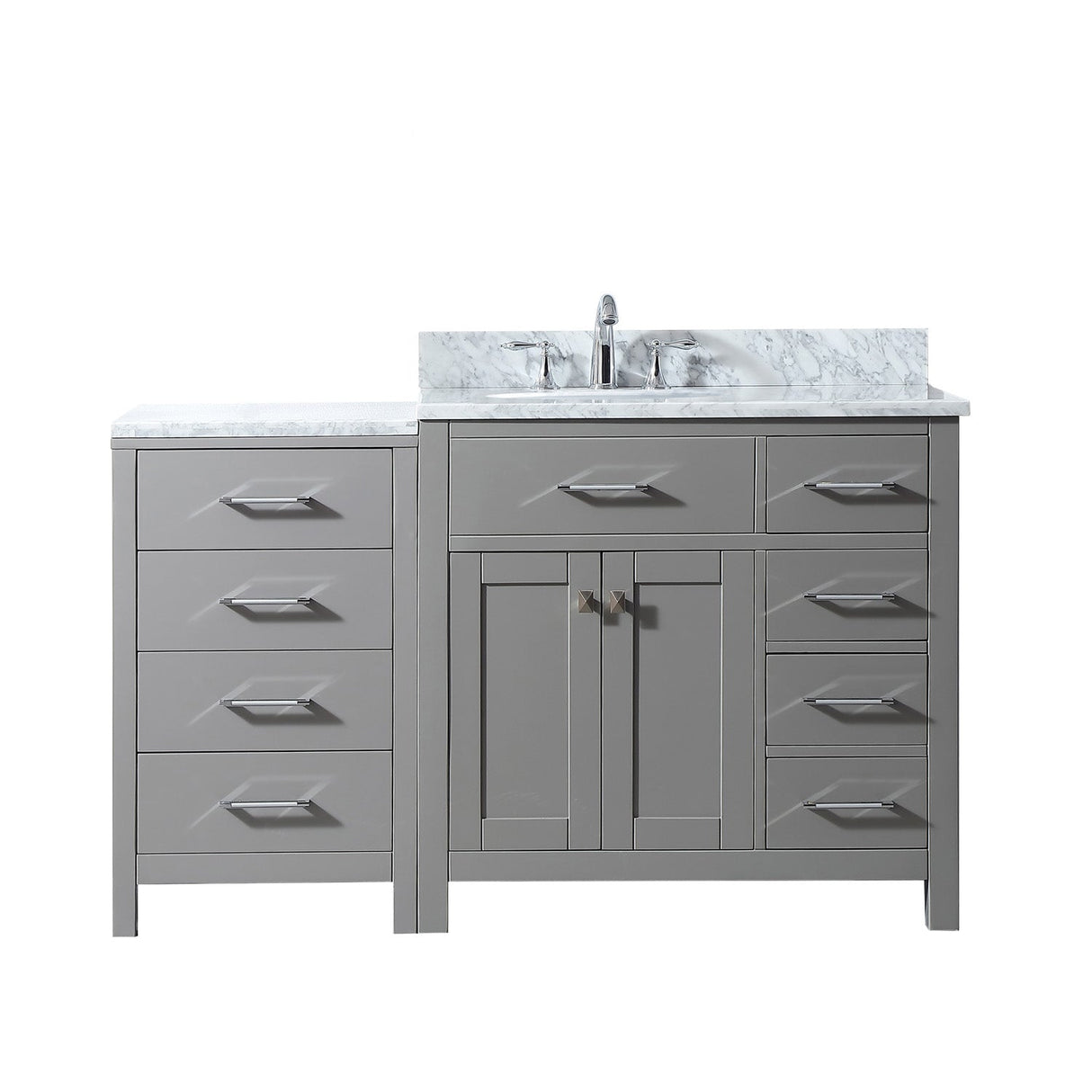 Virtu USA Caroline Parkway 57" Single Bath Vanity in Cashmere Grey with Marble Top and Round Sink - Luxe Bathroom Vanities Luxury Bathroom Fixtures Bathroom Furniture