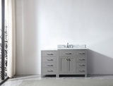Virtu USA Caroline Parkway 57" Single Bath Vanity in Cashmere Gray with White Marble Top and Round Sink with Brushed Nickel Faucet