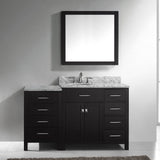 Virtu USA Caroline Parkway 57" Single Bath Vanity with Italian White Marble Top and Round Sink with Brushed Nickel Faucet with Matching Mirror