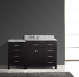 Virtu USA Caroline Parkway 57" Single Bath Vanity with Italian White Marble Top and Round Sink