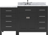 Virtu USA Caroline Parkway 57" Single Bath Vanity with Italian White Marble Top and Round Sink with Polished Chrome Faucet with Matching Mirror