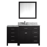 Virtu USA Caroline Parkway 57" Single Bath Vanity with Marble Top and Round Sink with Mirror - Luxe Bathroom Vanities