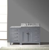 Virtu USA Caroline Parkway 57" Single Bath Vanity with Italian White Marble Top and Round Sink