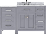 Virtu USA Caroline Parkway 57" Single Bath Vanity with Italian White Marble Top and Round Sink with Matching Mirror