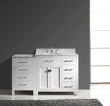 Virtu USA Caroline Parkway 57" Single Bath Vanity with Italian White Marble Top and Round Sink