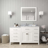 Virtu USA Caroline Parkway 57" Single Bath Vanity with Italian White Marble Top and Round Sink with Matching Mirror