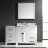 Virtu USA Caroline Parkway 57" Single Bath Vanity with Italian White Marble Top and Round Sink with Matching Mirror