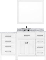 Virtu USA Caroline Parkway 57" Single Bath Vanity with Italian White Marble Top and Round Sink with Matching Mirror - Luxe Bathroom Vanities