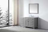 Virtu USA Caroline Parkway 57" Single Bath Vanity with Italian White Marble Top and Square Sink with Polished Chrome Faucet with Matching Mirror