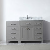 Virtu USA Caroline Parkway 57" Single Bath Vanity with Italian White Marble Top and Square Sink