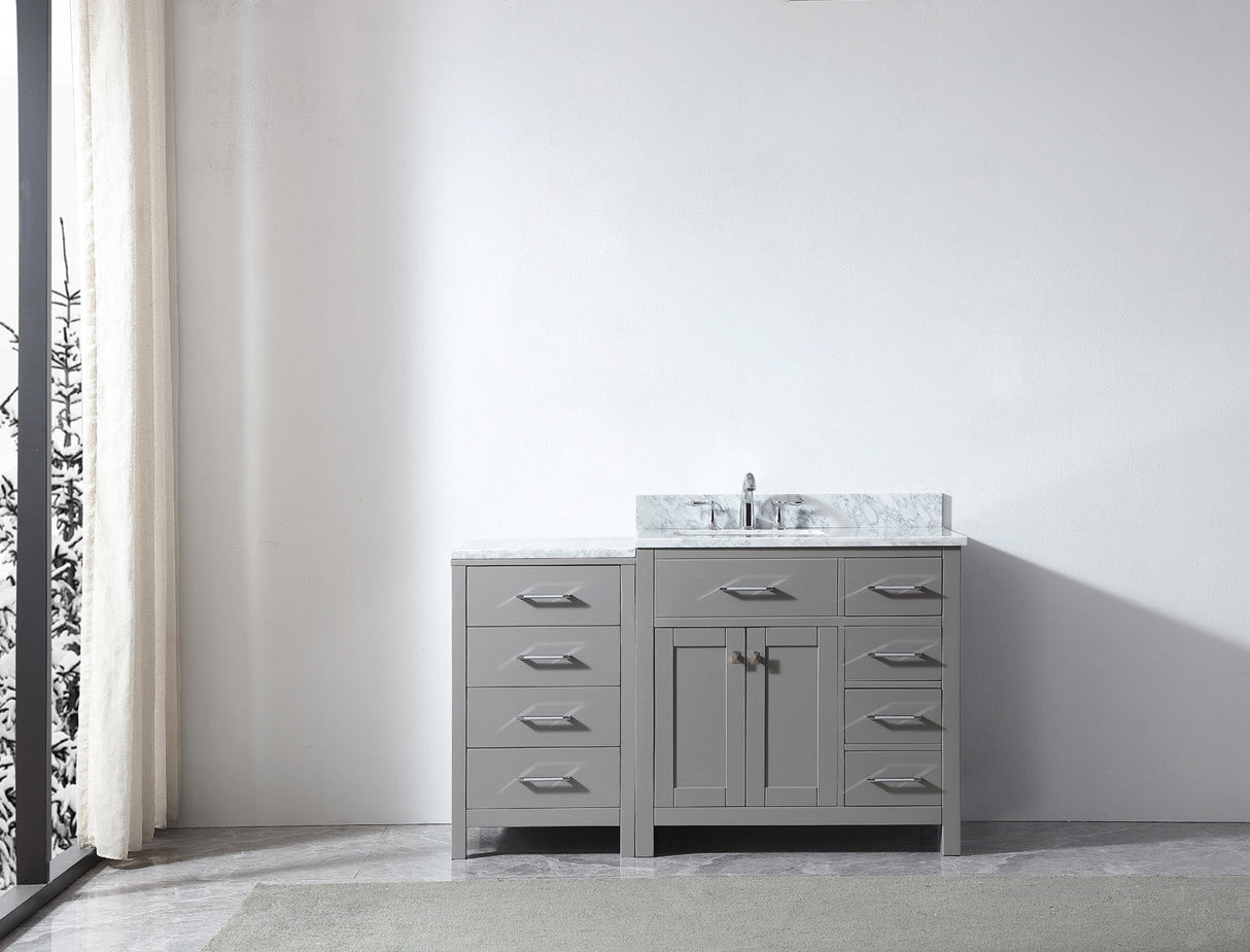 Virtu USA Caroline Parkway 57" Single Bath Vanity with Italian White Marble Top and Square Sink