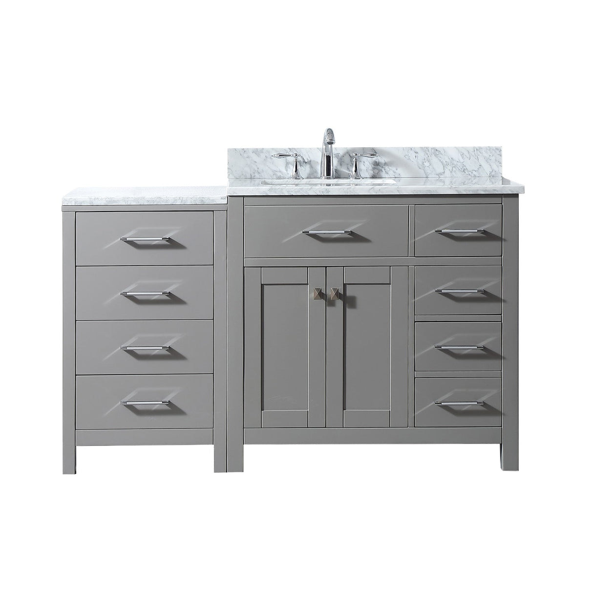 Virtu USA Caroline Parkway 57" Single Bath Vanity in Cashmere Grey with Marble Top and Square Sink - Luxe Bathroom Vanities Luxury Bathroom Fixtures Bathroom Furniture