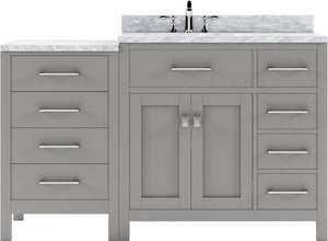Virtu USA Caroline Parkway 57" Single Bath Vanity with Italian White Marble Top and Square Sink with Matching Mirror