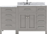 Virtu USA Caroline Parkway 57" Single Bath Vanity with Italian White Marble Top and Square Sink with Brushed Nickel Faucet with Matching Mirror