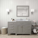 Virtu USA Caroline Parkway 57" Single Bath Vanity with Italian White Marble Top and Square Sink with Matching Mirror