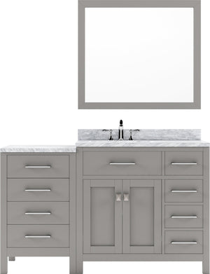 Virtu USA Caroline Parkway 57" Single Bath Vanity with Italian White Marble Top and Square Sink with Matching Mirror - Luxe Bathroom Vanities