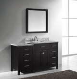 Virtu USA Caroline Parkway 57" Single Bath Vanity with Italian White Marble Top and Square Sink with Brushed Nickel Faucet with Matching Mirror