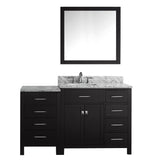 Virtu USA Caroline Parkway 57" Single Bath Vanity with Marble Top and Square Sink with Polished Chrome Faucet and Mirror - Luxe Bathroom Vanities Luxury Bathroom Fixtures Bathroom Furniture