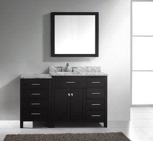 Virtu USA Caroline Parkway 57" Single Bath Vanity with Italian White Marble Top and Square Sink with Matching Mirror