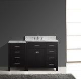 Virtu USA Caroline Parkway 57" Single Bath Vanity with Italian White Marble Top and Square Sink