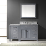 Virtu USA Caroline Parkway 57" Single Bath Vanity with Italian White Marble Top and Square Sink with Brushed Nickel Faucet with Matching Mirror