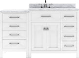 Virtu USA Caroline Parkway 57" Single Bath Vanity with Italian White Marble Top and Square Sink with Matching Mirror