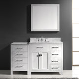 Virtu USA Caroline Parkway 57" Single Bath Vanity with Italian White Marble Top and Square Sink with Polished Chrome Faucet with Matching Mirror